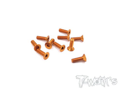 ASS-310CO 7075-T6 Hex. Countersink Screw (Orange) 3mm x 10mm 10pcs.