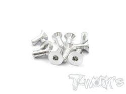 ASS-410CS 7075-T6 Hex. Countersink Screw (Silver) 4mm x 10mm 10pcs.