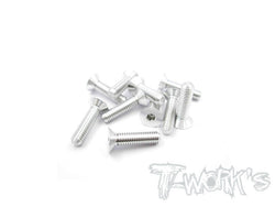 ASS-416CS 7075-T6 Hex. Countersink Screw (Silver) 4mm x 16mm 10pcs.