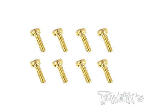 GSS-208H 2mmx8mm Gold Plated Steel Hex. Socket Head Screws（8pcs.）