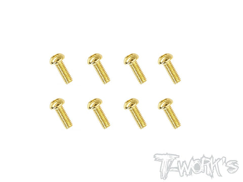 GSS-2506B 2.5mmx6mm Gold Plated Steel Button Head Screws（8pcs.）