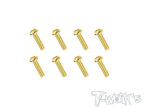 GSS-2508B 2.5mmx8mm Gold Plated Steel Button Head Screws（8pcs.）