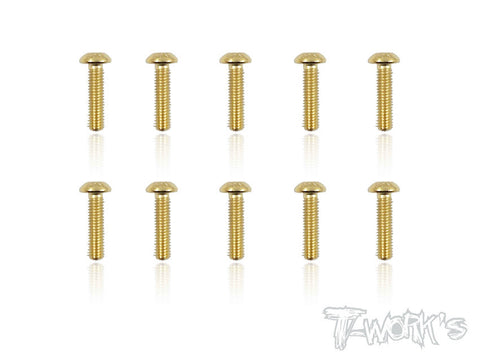 GSS-312B 3mmx12mm Gold Plated Button Head Steel Screws（10pcs.）