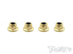 GSS-3FLN  Golden Plated Flat M3 Lock Nuts ( 4pcs. )