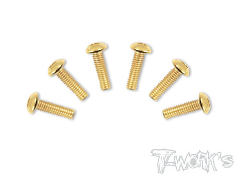 GSS-414B 4mmx14mm Gold Plated Button Head Steel Screws（6pcs.）