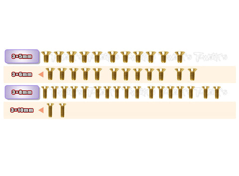 GSS-A800R-B	  Gold Plated Steel Screw Set( Bottom )42pcs. ( For Awesomatix A800R )