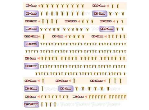 GSS-CPGT	Gold Plated Steel Screw Set 235pcs.( For Capricorn GT  )