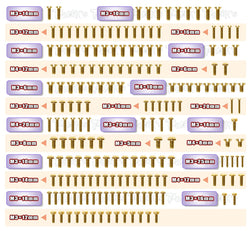 GSS-GTX8'22	Gold Plated Steel Screw Set 184pcs. ( For Xray GTX8 2022 )