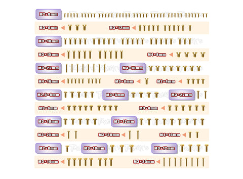 GSS-MX8	  Gold Plated Steel Screw Set 193pcs. ( For Mayako MX8)