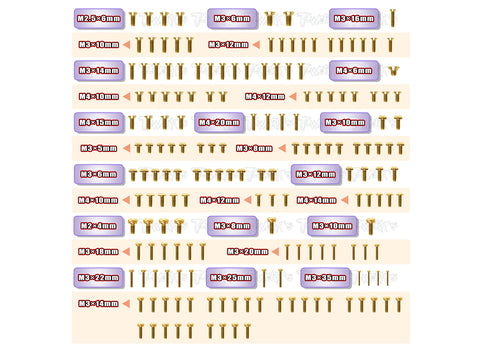 GSS-NB482.1	 Gold Plated Steel Screw Set 171pcs. ( For TEKNO NB48 2.1 )