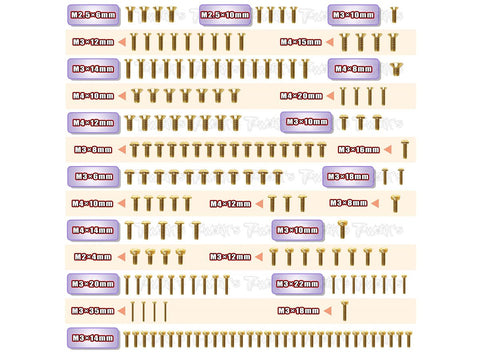 GSS-NT482.0 Gold Plated Steel Screw Set 173pcs. ( For TEKNO NT48 2.0 )