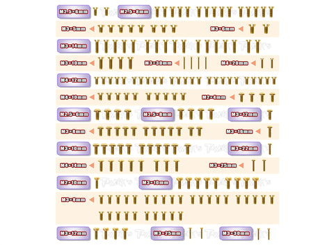 GSS-RC8T4 Gold Plated Steel Screw Set 185pcs. ( For Team Associated RC8 T4 )