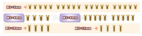 GSS-X4'23-B	Gold Plated Steel Screw Set( Bottom )42pcs. ( For Xray X4 2023 )