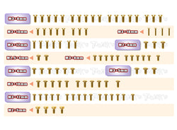GSS-YD2SXIII	 Gold Plated Steel Screw Set 93pcs. ( For Yokomo YD2 SXIII )