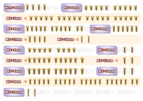 GSSU-X4'23	Gold Plated Steel UFO Screw Set 119pcs. ( For Xray X4 2023 )