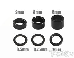 TA-019 Aluminum 4mm Bore Washer Set 0.5, 0.75 ,1 ,2 ,3 ,5mm each 4pcs.