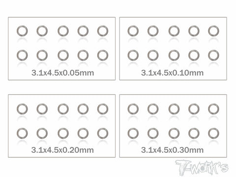 TA-095-3 3mm Shim Washer Set ( 0.05,0.1,0.2,0.3mm each 10pcs. )
