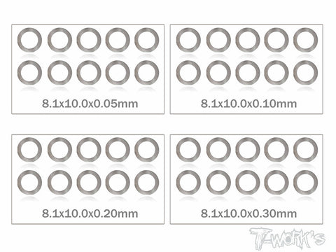 TA-095-8 8mm Shim Washer Set ( 0.05,0.1,0.2,0.3mm each 10pcs. )