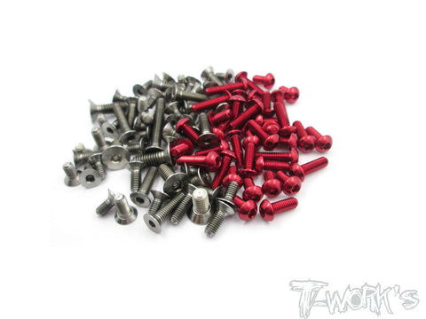 TASS-S4 64 Titanium & 7075-T6 Red Screw set 87pcs.( For Top Sabre S4 )