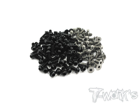 TASSU-BD9 64 Titanium &7075-T6 (UFO Head)Black Screw set 129pcs.(For Yokomo BD9)