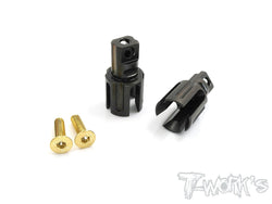 TE-197-X TWIN Trough Spring Steel Solid Driveshaft Adapters  ( For Xray T4/'15/'16'/'17/'18'19/T4'20)