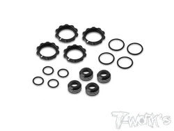TE-244-H   Alum. 13mm Shock Adjustable Nut With Mark And Collar ( For Team Associated RC10 74.2 & B6.4 ) Black