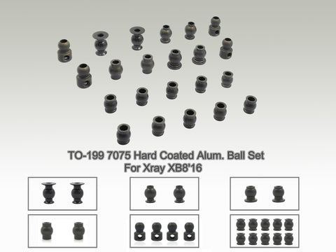 TO-199  7075 Hard Coated Alum. Ball Set ( For Xray XB8'16 / XB8E'16 / XB8'19 ) 22pcs.