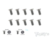 TSS-TC 3mm x 6/8/10mm 64 Titanium Thin Type Hex. Countersink Screw 10pcs.