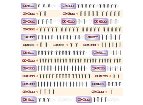 TSSU-GTX8'23	 64 Titanium Screw set ( UFO Head ) 197pcs.( For Xray GTX8 2023 )