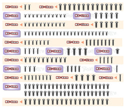 TSSU-IF18-2 64 Titanium Screw set ( UFO Head ) 190pcs.( For Infinity IF18-2 )