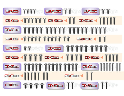 TSSU-RC10T6.4	64 Titanium Screw set ( UFO Head ) 115pcs.( For Team Associated RC10 T6.4 )