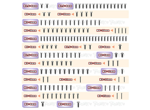 TSSU-RC8B4	64 Titanium Screw set ( UFO Head ) 153pcs.( For Team Associated RC8 B4 )