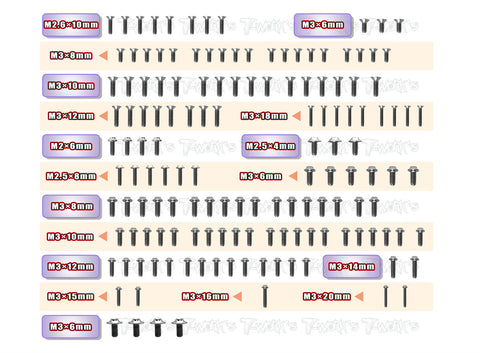 TSSU-S14-4C  64 Titanium Screw set ( UFO Head ) 145pcs.( For Sworkz S14-4C )