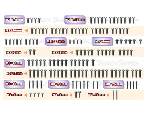 TSSU-SCT410SL-REV2   64 Titanium Screw set ( UFO Head ) 143pcs.(  For Tekno SCT 410SL REV2 )