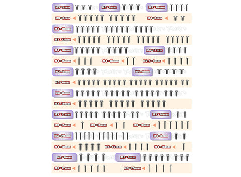 TSSU-X3GTS'23	64 Titanium Screw set ( UFO Head ) 208pcs.( For Hong Nor X3 GTS 2023 )