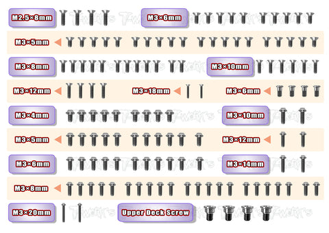 TSSU-X4'23	64 Titanium Screw set ( UFO Head ) 127pcs.( For Xray X4 2023 )