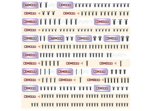 TSSU-GT2GPEVO'23     64 Titanium Screw set ( UFO Head ) 237pcs.( For Capricorn LAB GT2 GP EVO 2023 )